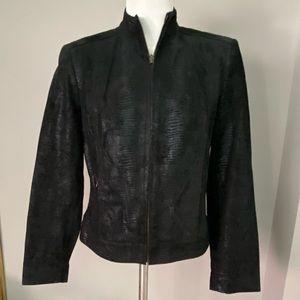 Valerie Stevens Ladies Size S Black Leather Zip Front Jacket Sleeve Length 23.5”